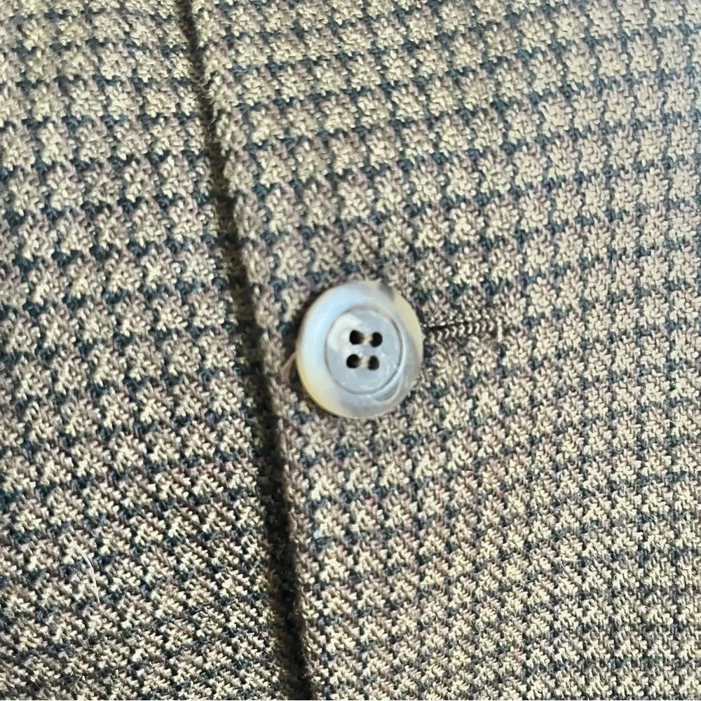 Vintage Brown Window Pane 100% Wool Blazer Coat Costume Prop Theatre
